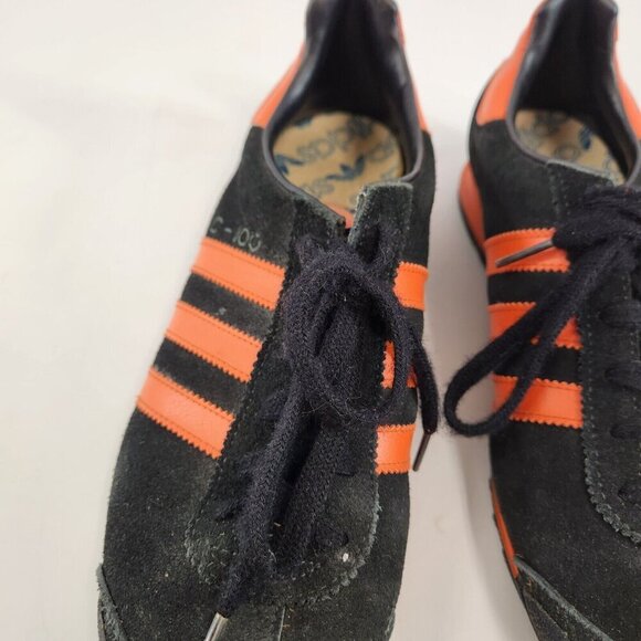 Adidas C-100 Sneaker Running Shoes Black Orange 1980 Canada Samoa RARE Size 6 - Picture 3 of 13